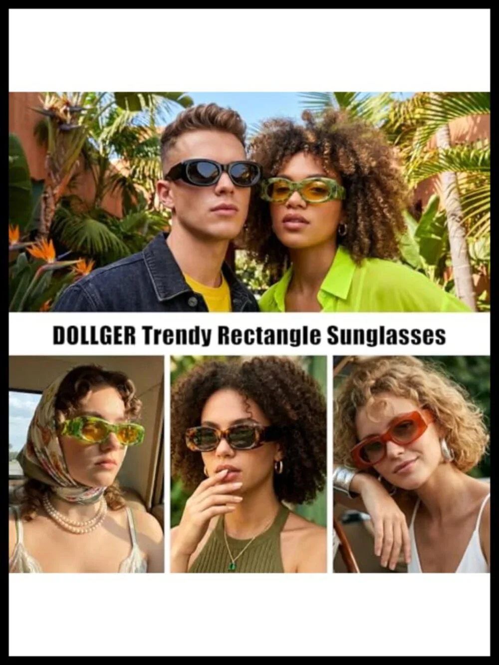 Rectangular Sunglasses UV400 Protection Retro Y2K Style